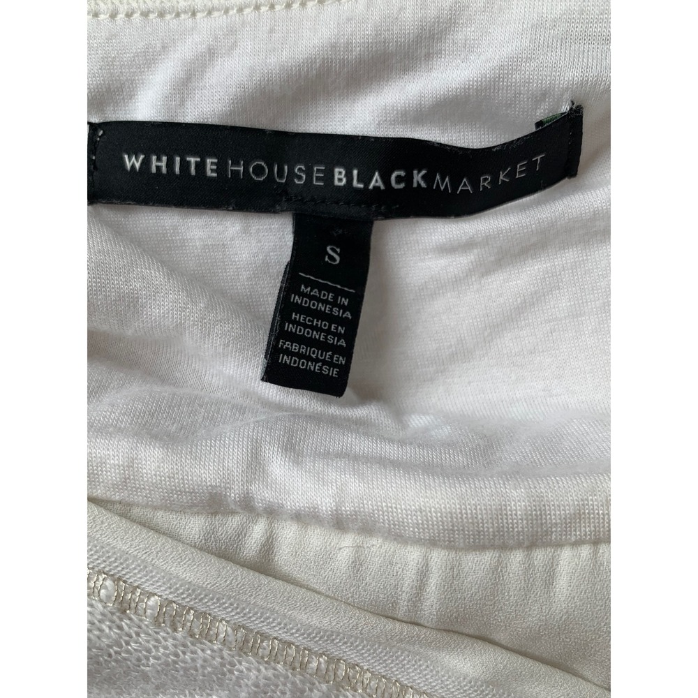 White House Black Market White Lace Split Back Long Sleeve Top Small EUC - Picture 5 of 5